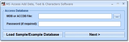 Screenshot of MS Access Add Data, Text & Characters To Tables Software 7.0