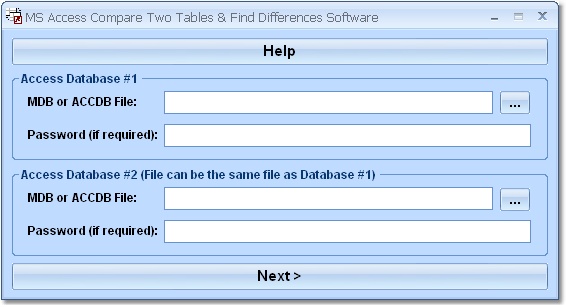Screenshot of MS Access Compare Two Tables & Find (Combine, Join) Differences Software