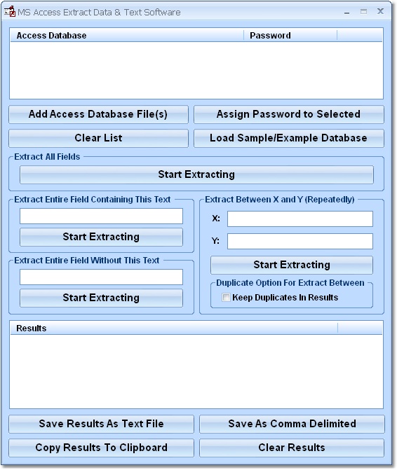 MS Access Extract Data & Text Software screen shot