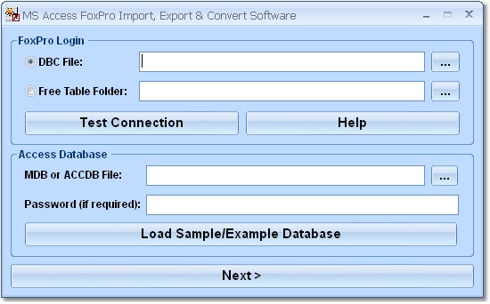 Screenshot of MS Access FoxPro DBF Import, Export & Convert Software