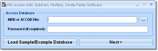 Screenshot of MS Access Add, Subtract, Multiply, Divide Fields Software