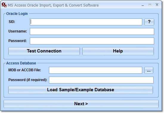 Screenshot of MS Access Oracle Import, Export & Convert Software