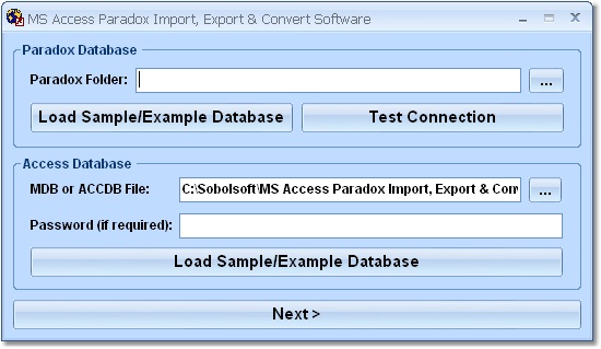 MS Access Paradox Import, Export & Convert Softwar screen shot