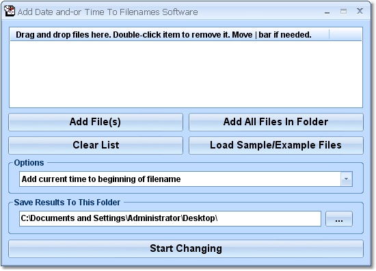 Add Date and-or Time To Filenames Software screen shot