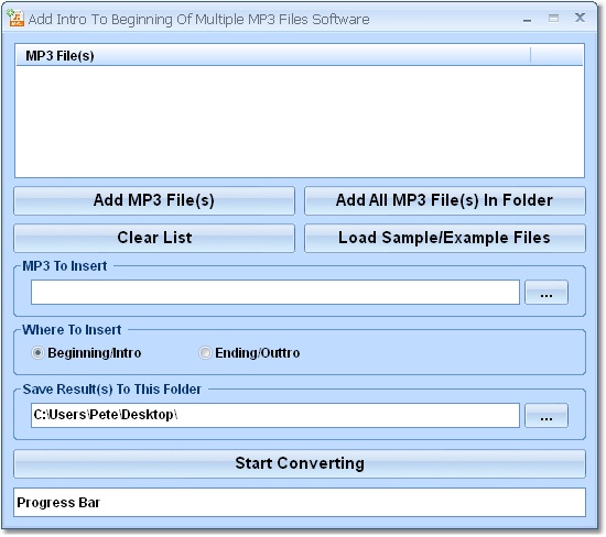 Add Intro To Beginning Of Multiple MP3 Files Softw