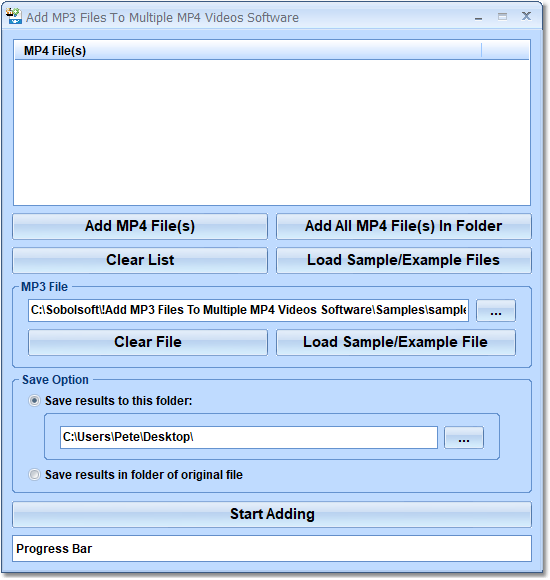 Add MP3 Files To Multiple MP4 Videos Software 7.0 screenshot