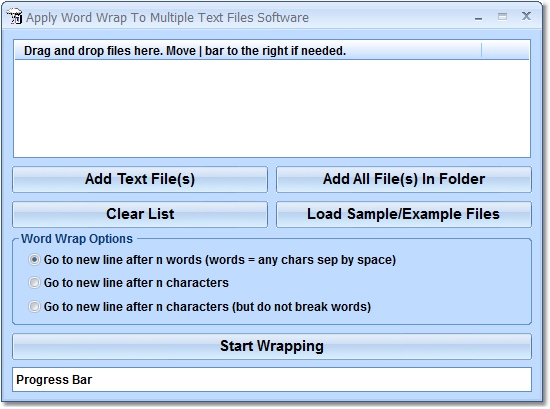 Apply Word Wrap To Multiple Text Files Software screen shot