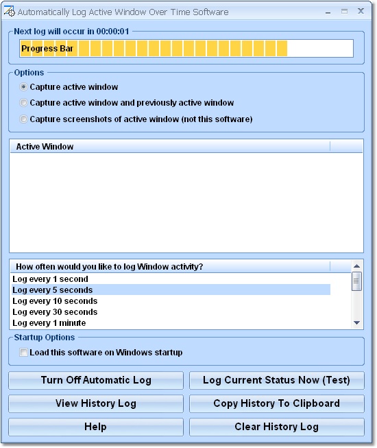 Automatically Log Active Window Over Time Software