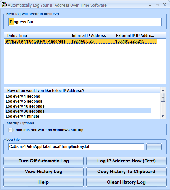 Automatically Log Your IP Address Over Time Software