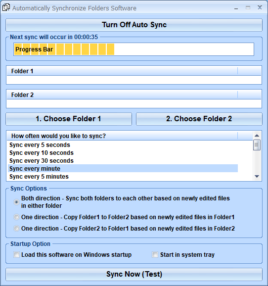 screenshot of automatically-synchronize-folders-software