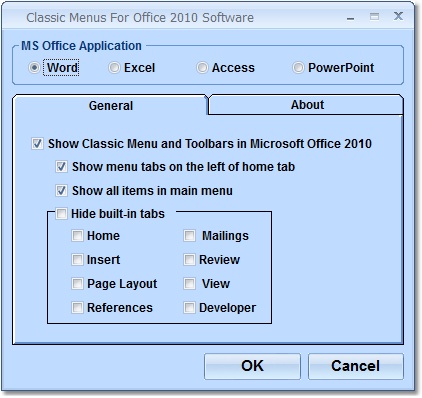 Add old Office 2003 menu layouts to Office 2010.