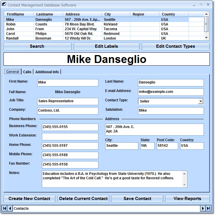 Contact Management Database Software 7.0