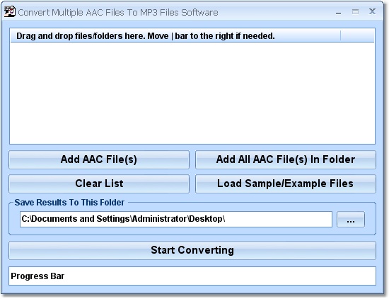 Convert Multiple AAC Files To MP3 Files Software screen shot