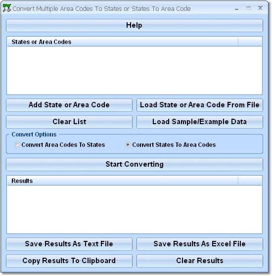 Convert Multiple Area Codes To States or States To screen shot
