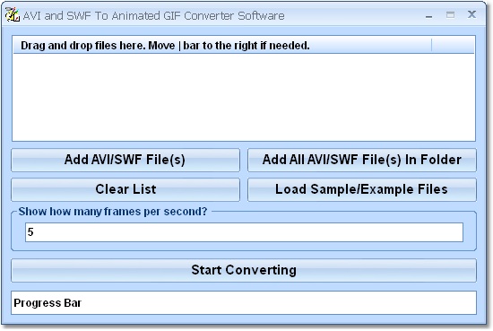 Change multiple AVI or SWF files into animated GIFs.