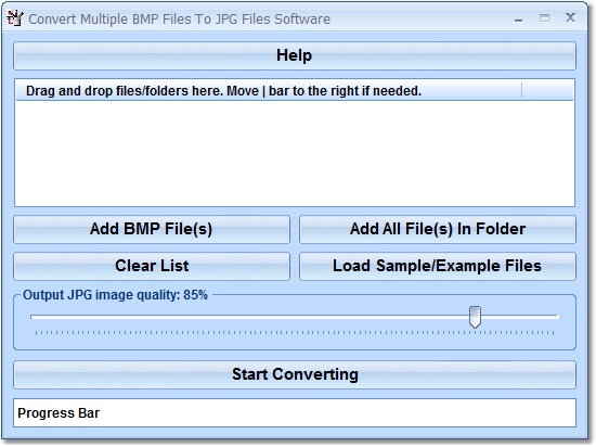 Convert Multiple BMP Files To JPG Files Software screen shot