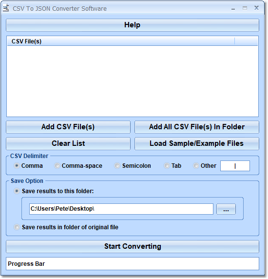 screenshot of csv-to-json-converter-software