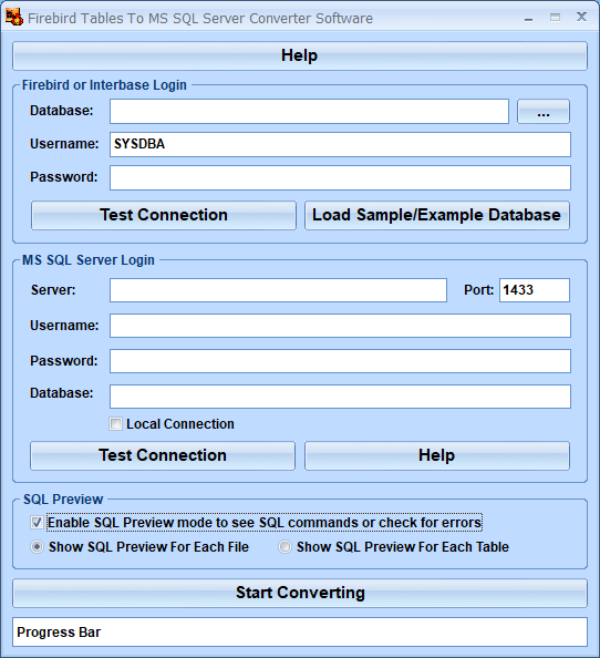 Firebird Tables To MS SQL Server Converter Software