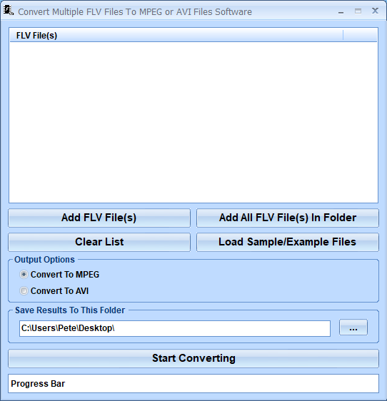 Convert Multiple FLV Files To MPEG or AVI Files Software