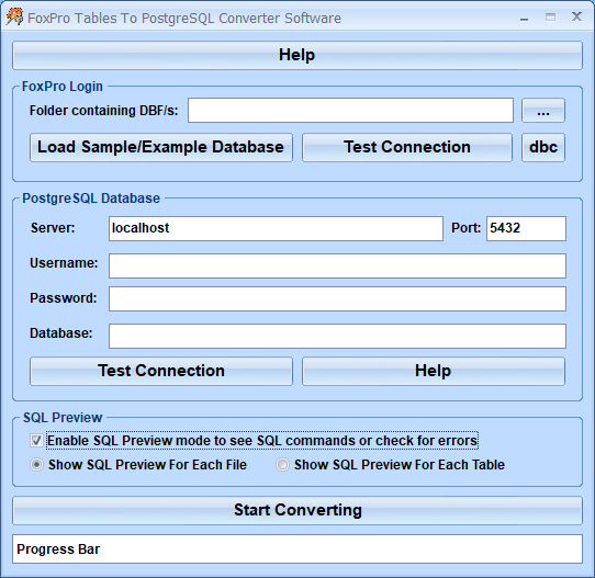 FoxPro Tables To PostgreSQL Converter Software
