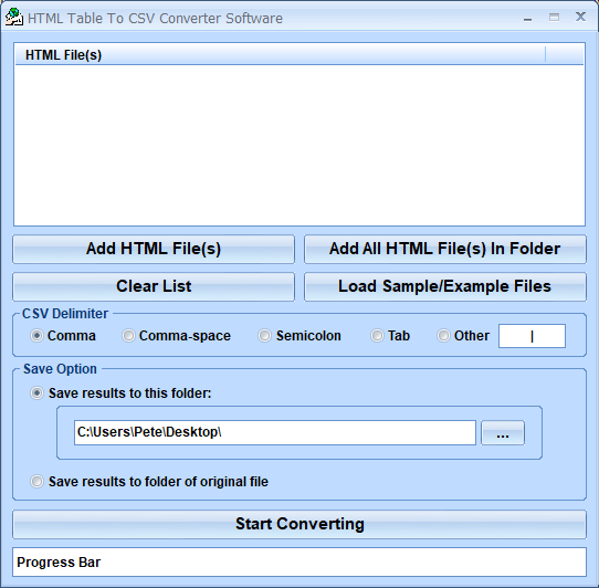 HTML Table To CSV Converter Software 7.0 full
