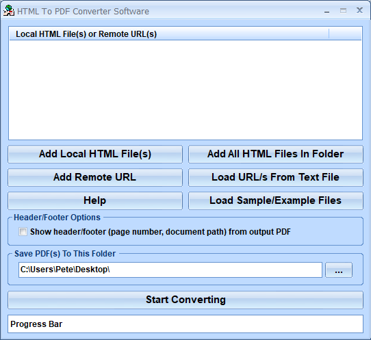 HTML To PDF Converter Software 7.0 screenshot