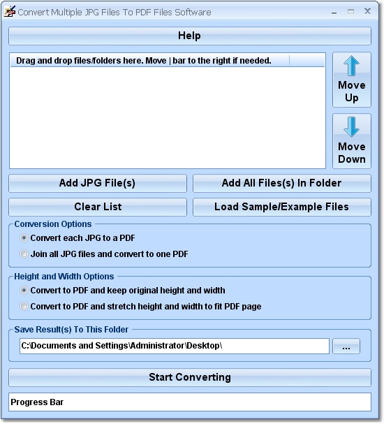 Convert Multiple JPG Files To PDF Files Software screen shot