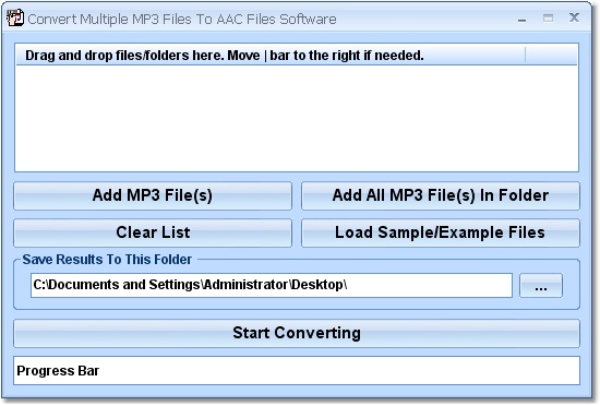 Convert Multiple MP3 Files To AAC Files Software screen shot