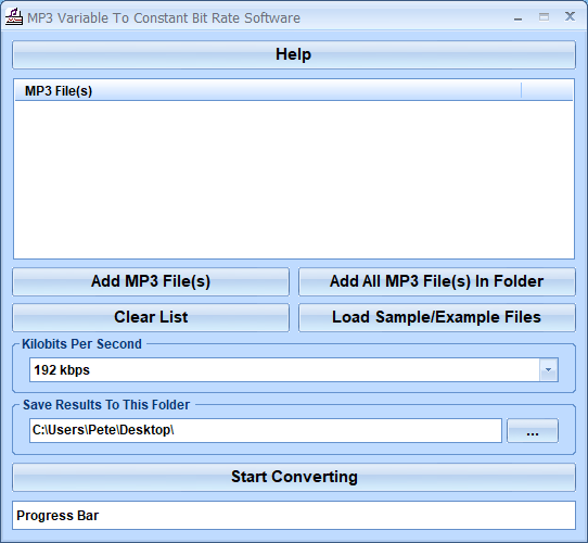 Convert variable bitrate MP3 files to constant bitrate.