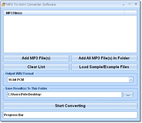 Convert one or more MP3 audio files into WAVs.