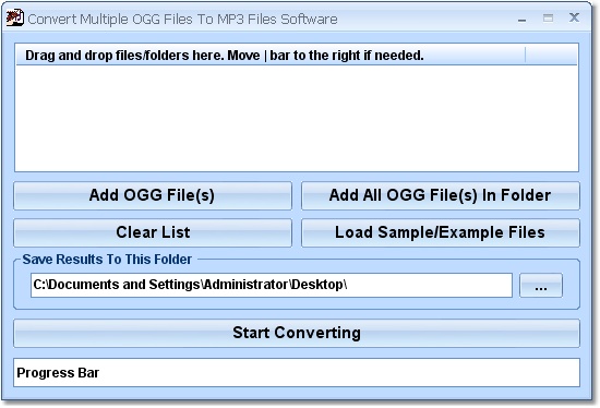 Convert Multiple OGG Files To MP3 Files Software screen shot