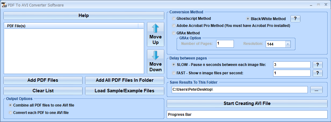 screenshot of convert-multiple-pdf-to-avi-files-software