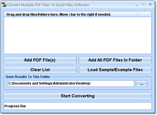 Convert Multiple PDF Files To Excel Files Software screen shot