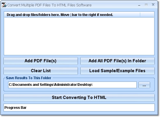 Convert Multiple PDF Files To HTML Files Software screen shot