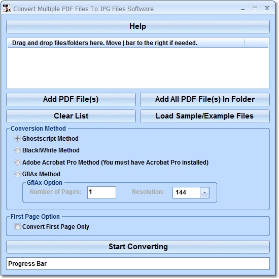 Click to view Convert Multiple PDF Files To JPG Files Software 7.0 screenshot