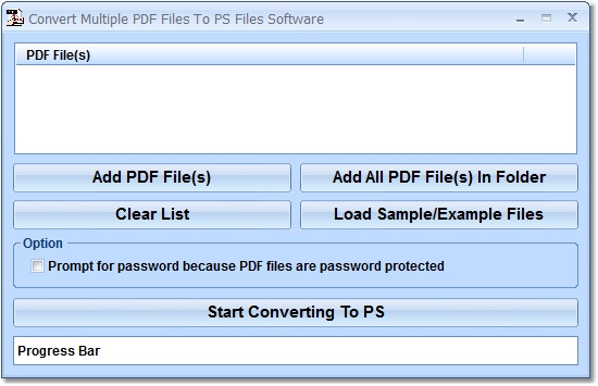 Convert Multiple PDF Files To PS Files Software screen shot
