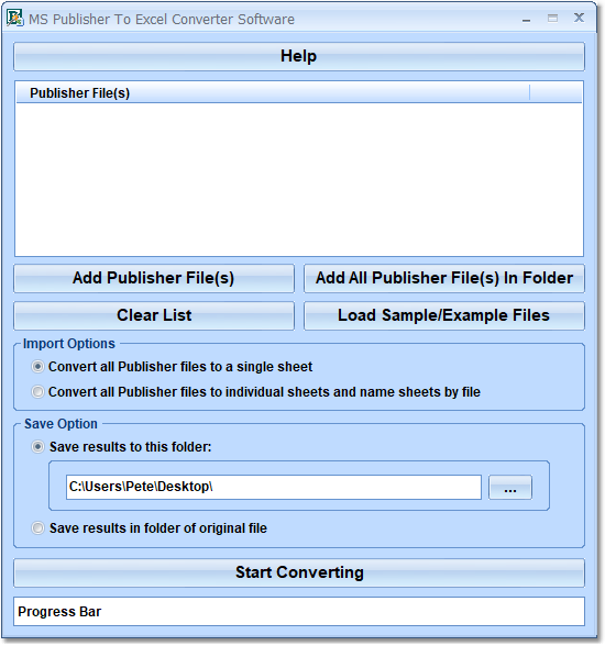 screenshot of publisher-to-excel-converter-software