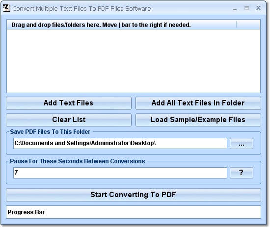 Convert Multiple Text Files To PDF Files Software screen shot