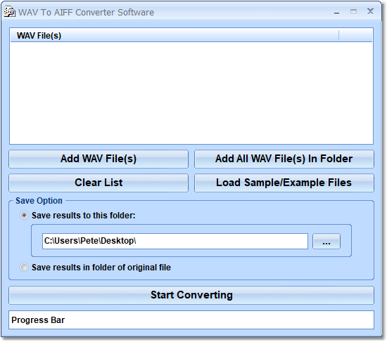 screenshot of wav-to-aiff-converter-software