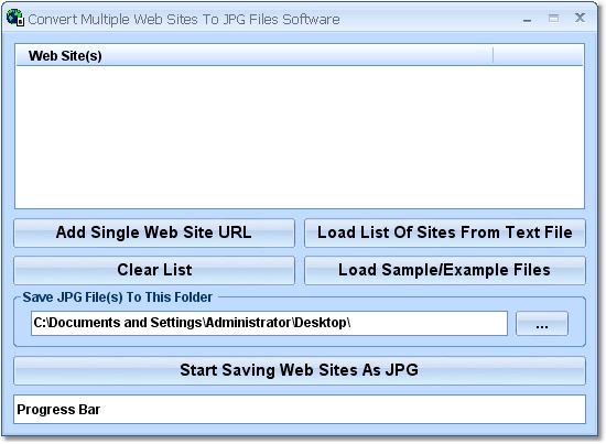 Convert Multiple Web Sites To JPG Files Software screen shot