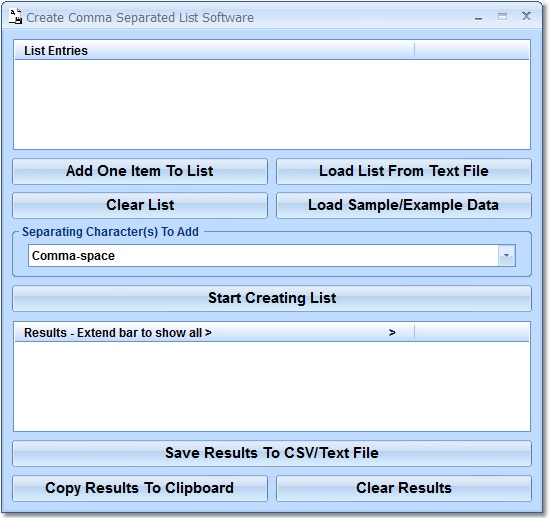 Screenshot for Create Comma Separated List Software 7.0
