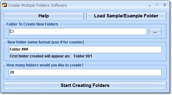 Screenshot of Create Multiple Folders Software 7.0