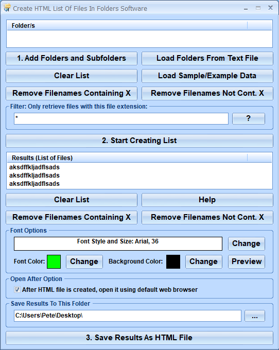 Create HTML List Of Files In Folders Software