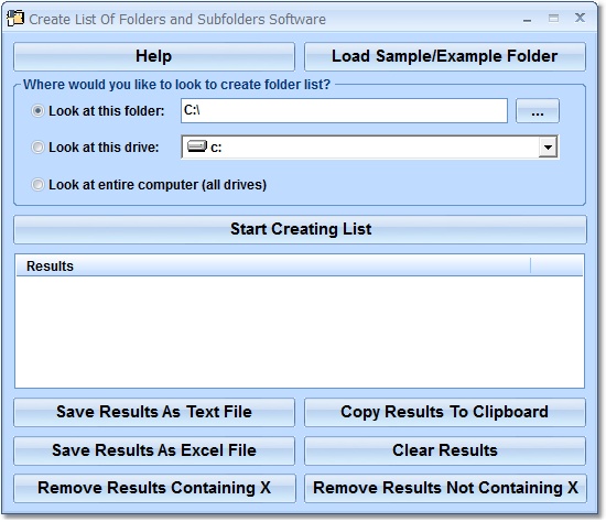Create List Of Folders and Subfolders Software screen shot