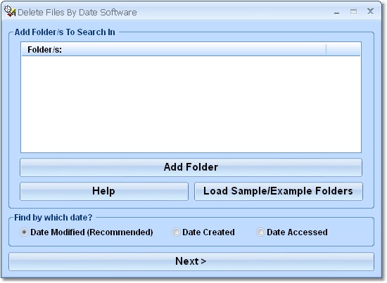 Search for files before, after or on a specified date.
