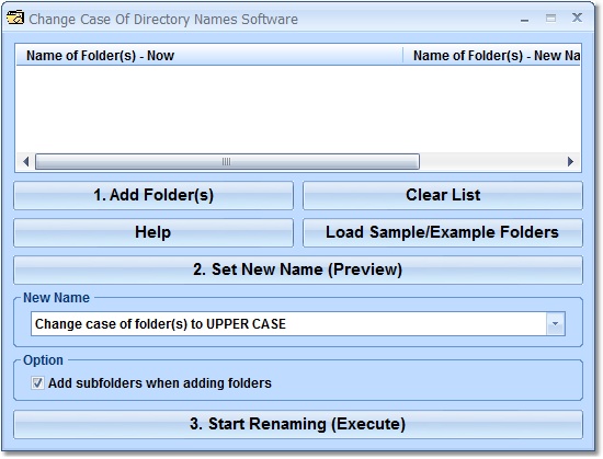 Screenshot of Change Case of Directory Names Software