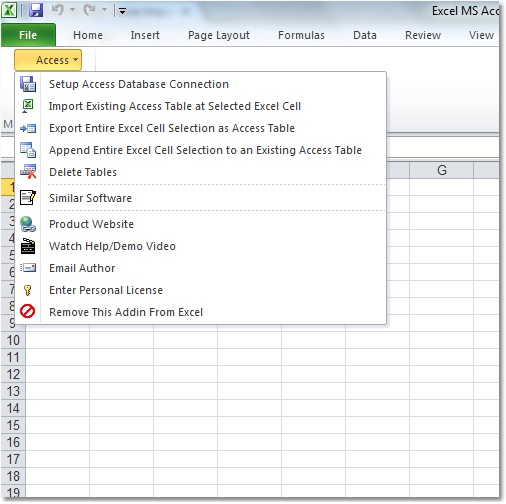 Screenshot of Excel Access Import, Export & Convert Software