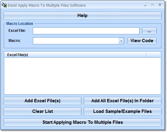 Apply one macro to multiple MS Excel files at once.