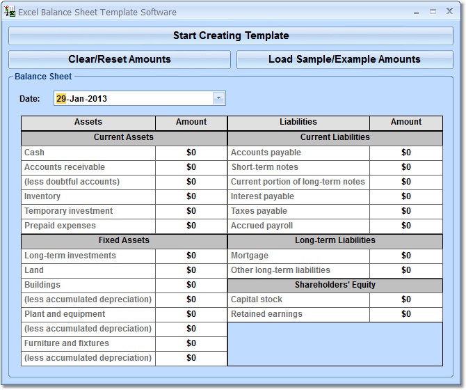 free balance sheet template. Create alance sheet templates