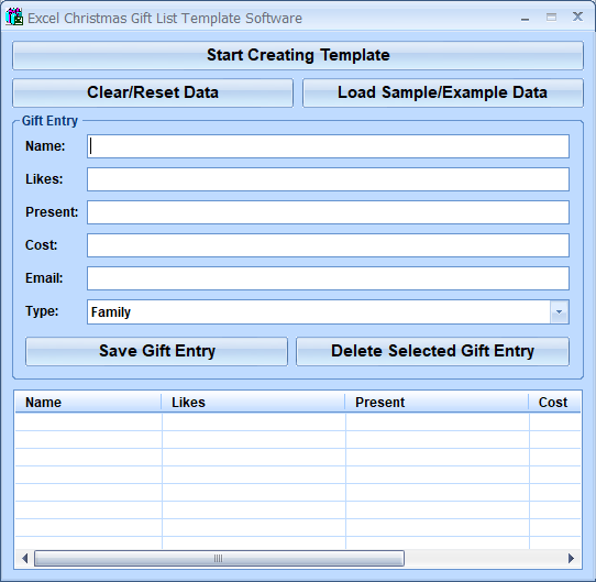 Excel Christmas Gift List Template Software 7.0 screenshot